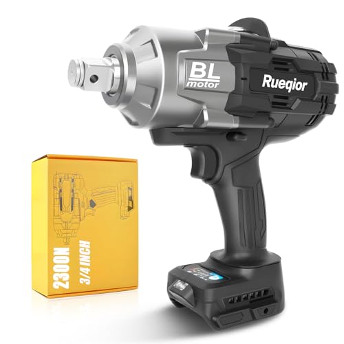 Cordless Impact Wrench 3/4" Compatible with DeWalt 20V Battery, Electric Impact Wrench 1700FT-LBS(2300N.m) High Torque Brushless Impact Wrench, with 3 Speed Modes Power Impact Driver - color: Black 2000n 3/4in