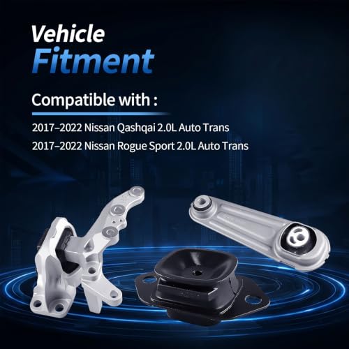 Engine Motor Mount Set for Nissan Rogue Sport 2.0L 2017-2022 Auto Trans - size: 2017–2022 Rogue Sport 2.0L