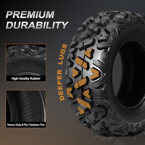 TUFFIOM 25x8-12 ATV Tires Set of 2 for All Terrains, Mud Sand Off-road ATV UTV Tire for Trail Vehicles, 6 PR, Deep Tread, Tubeless - size: 25x8-12 (2 pack)