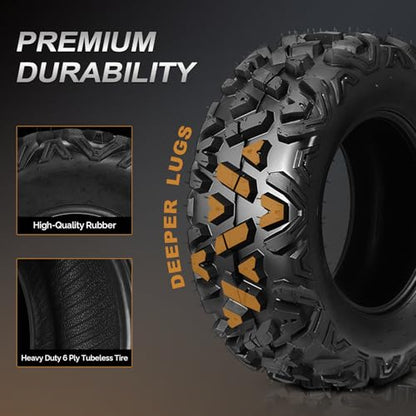 TUFFIOM 25x8-12 ATV Tires Set of 2 for All Terrains, Mud Sand Off-road ATV UTV Tire for Trail Vehicles, 6 PR, Deep Tread, Tubeless - size: 25x8-12 (2 pack)