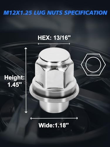 M12x1.25 Lug Nuts Compatible with Altima/Rogue/Tsuru/Quest/Q50/Q70 - size: M12 x 1.25