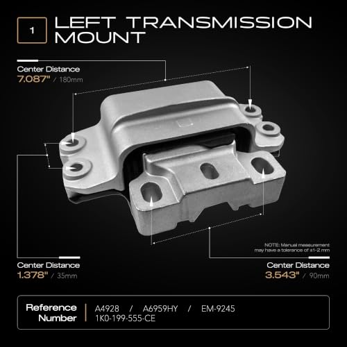 5PCS Engine Motor and Transmission Mount Kit Compatible with 2005-2018 Volkswagen Jetta 2.5L and 2006-2009 Rabbit 2.5L L5 Replacement A4927 A4928 A6962 A6966 A6969 - size: 2005-2018 Volkswagen Jetta 2.5L