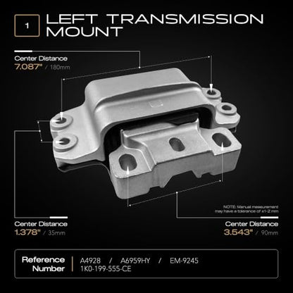 5PCS Engine Motor and Transmission Mount Kit Compatible with 2005-2018 Volkswagen Jetta 2.5L and 2006-2009 Rabbit 2.5L L5 Replacement A4927 A4928 A6962 A6966 A6969 - size: 2005-2018 Volkswagen Jetta 2.5L