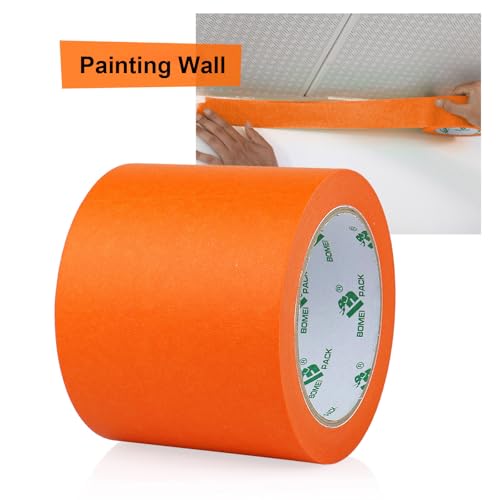 BOMEI PACK Wide Orange Painters Tape 4 Inches x 30 Yards, 3D Tape, 3D Printing Tape for Laser Cutting, 21-Day Clean Removal Wide Masking Tape - color: Orange