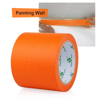 BOMEI PACK Wide Orange Painters Tape 4 Inches x 30 Yards, 3D Tape, 3D Printing Tape for Laser Cutting, 21-Day Clean Removal Wide Masking Tape - color: Orange