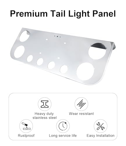 Tail Light Panel Stainless Steel Chrome Finish with Four 4.49" and Four 2.31" Round Light Cutouts(8 Holes), Rear Center Light Panel for Semi Truck Trailers - style: 4x4.49" & 4x2.31" Round Holes