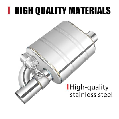 2.5 Inch Valved Muffler Exhaust Cutout with Muffler Cat Back Exhaust System Kit - size: 2.5"