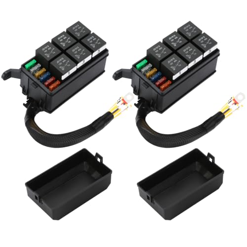 12V Relay Box 6 Way 2Pcs Set – Pre-Wired Fuse Relay Block 6 Slot ATC/ATO with Heavy-Duty Wires, Universal Relay Panel for Automotive Car Marine Boat RV Truck - size: 40A 6 Relay 6 Fuse-2Pack
