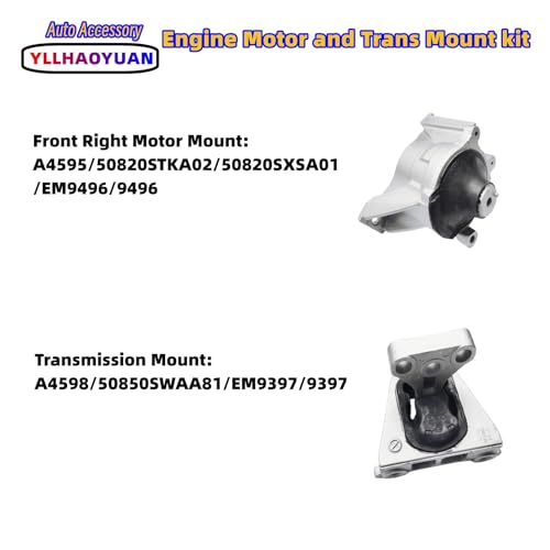 Yllhaoyuan Complete Set of 5 Motor Mounts for 2007-2011 CR-V 2.4L - size: 2007-2011 Honda CR-V (2.4L 4WD）