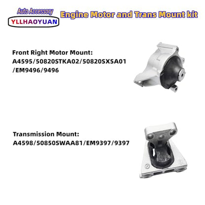 Yllhaoyuan Complete Set of 5 Motor Mounts for 2007-2011 CR-V 2.4L - size: 2007-2011 Honda CR-V (2.4L 4WD）