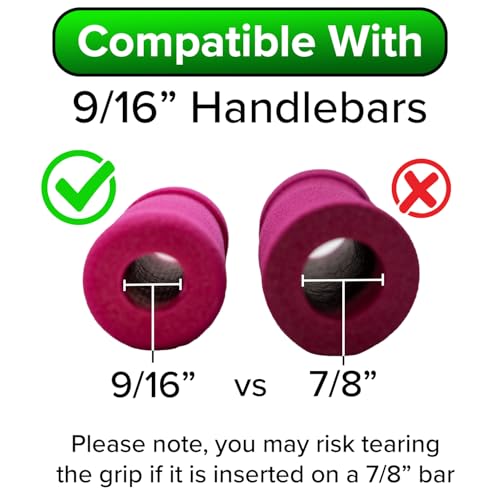 AlveyTech Handlebar Foam Grip Set - Replacement Hand Grips for Razor, Radio Flyer, Kids Kick Scooter, ATV, E-Bicycle, Electric Folding Scooters, Mountain Mini Bike Parts, fits Any 9/16" Bore Handle - color: Pink