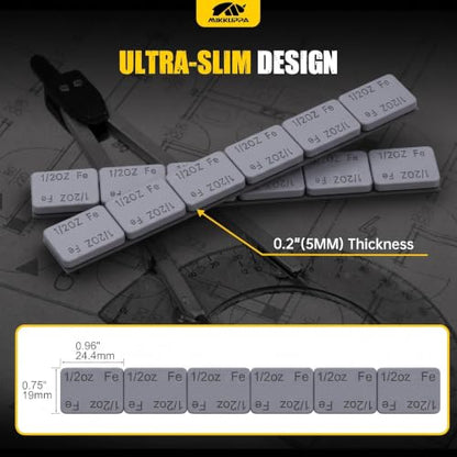 MIKKUPPA 1/2oz Gray Adhesive Stick on Wheel Weights, 0.5oz 63oz/Box - color: Grey, size: 126 PCS
