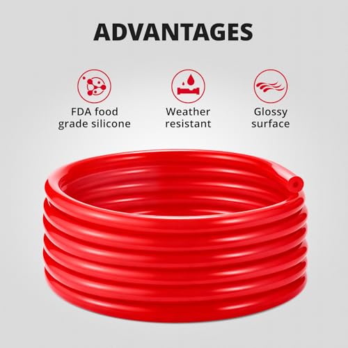 EVIL ENERGY 1/8 Silicone Vacuum Tubing Hose Line 10FT 130PSI Max Pressure Red (3mm ID) - color: Red, size: 1/8 10FT