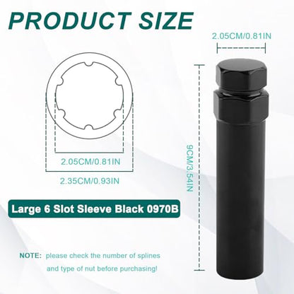 Large 6 Spline Lug Nut Socket,Wheel Lock Key Removal Tool,Replacement for Aftermarket 6Spline Lug Nuts for 21 mm(13/16 Inch) & 22 mm(7/8 Inch) Hex Socket Wrench (Large 6 Spline) - size: Large 6 Spline