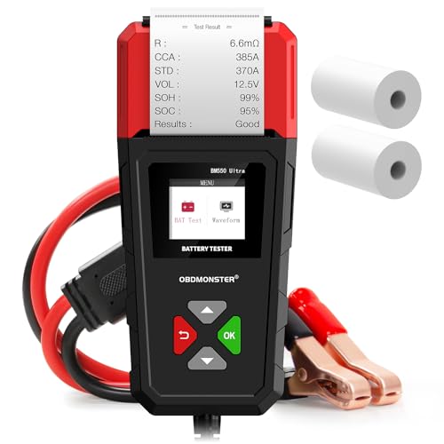Car Battery Tester with Built-in Printer OBDMONSTER BM550U, 6V/12V/24V - color: Black+Red
