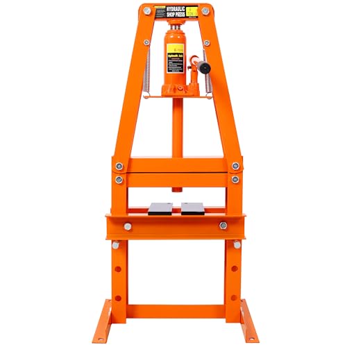 6-Ton Hydraulic Shop Press Heavy-Duty Benchtop A-Frame Power Press with Adjustable Height Press Plates and Safety Valve Orange Hydraulic Press for Garage Auto Repair and Metalworking