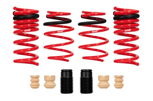 Eibach Suspension Spring Kit, Sportline, Lowering, Front/Rear, Steel, Red Powder Coat, compatible with Ford Mustang 2015-21, Kit