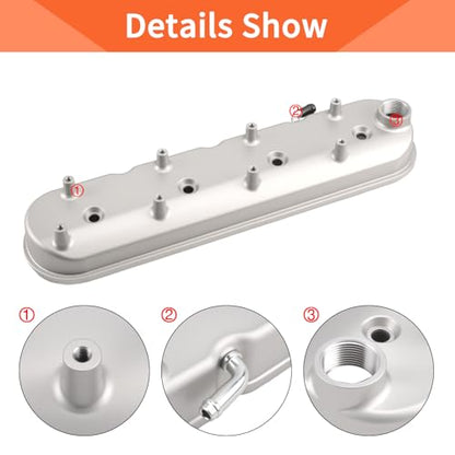 Cast Aluminum Valve Covers with Coil Mounts - color: Sliver, size: GM LS1-LS6