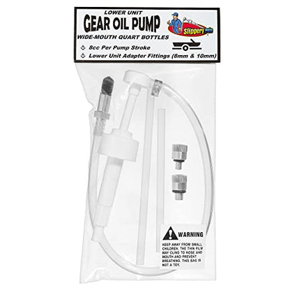Slippery Pete - Lower Unit Gear Oil Pump for Wide-Mouth Quart Bottles, Includes 3/8 inch Metal Swivel, 8mm, 10mm Adapters Fits Most Marine Boat Outboard Motors NOT COMPATIBLE WITH VOLVO PENTA - size: 38mm