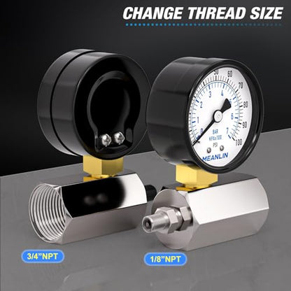 MEANLIN MEASURE 0~100Psi 2" Steel Double Graduated Air Test Pressure Gauges, 3/4" FNPT Connection, -3-2-3% Accuracy - size: 0-100Psi, style: Chrome Body