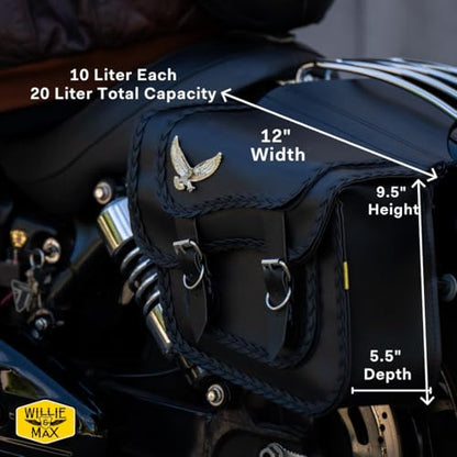 Dowco Willie & Max Compact Slant Saddlebags, 20L total capacity