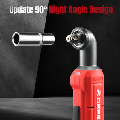 AOBEN Brushless 1/2" Right Angle Impact Wrench for Auto Repair,DIY - color: Burgundy Red
