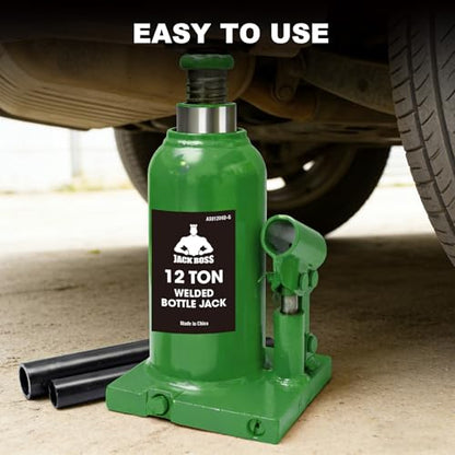 Jack Boss Bottle Jack 12 Ton (24,000 LBs) Hydraulic Car Jack, Fit for Auto Truck Repair and House Lift, Green - color: Green, size: 12 TON
