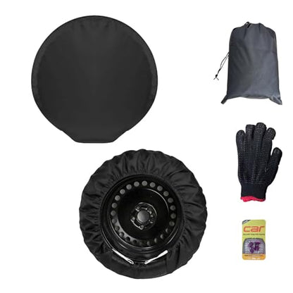 4-Pack RV Tire Covers, Waterproof & UV Resistant Wheel Covers with Windproof Hooks for Trailer, Camper, Truck, SUV & More - Fits Tire‘s Total Diameter 30’’- 32’’/80cm - (Black-L) - size: L-Total Tire Diameter: 30"-32", style: Black