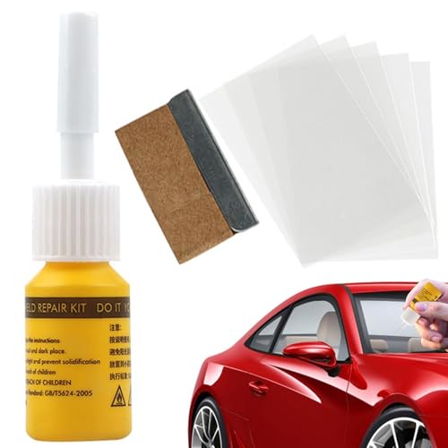Windshield Crack Repair Fluid - Automotive Window Repair Tool Kit - Nano-Repair Filler Liquid for Car Glass, Quick Fix of Small Windscreen Chips to Cracks - color: yellow