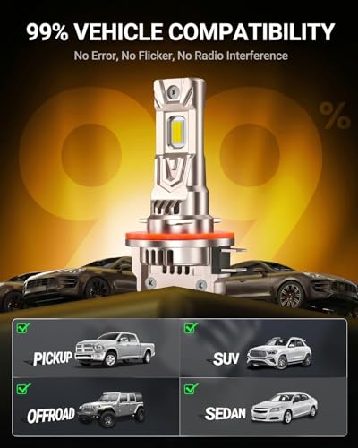 SEALIGHT H11B LED Bulbs, 60000LM H11B LED Fog Light Bulbs,1000% Ultra-Bright H8B H9B LED Fog Light Replacement, 80,000H Lifespan, 1:1 Mini Design Non-Polarized, Pack of 2 - color: White, size: H11B