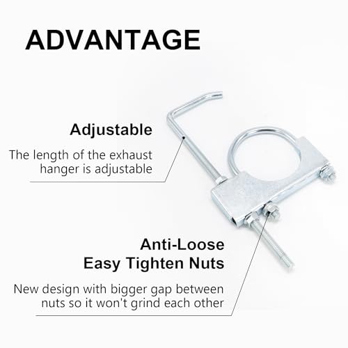 2.75" Universal Exhaust Clamp with Hanger, Heavy Duty Muffler Pipe Repair Bracket, 360° Adjustable Exhaust Hanger Insulator for Automotive Truck System, Zinc Plated (1 Pack) - style: 2.75in