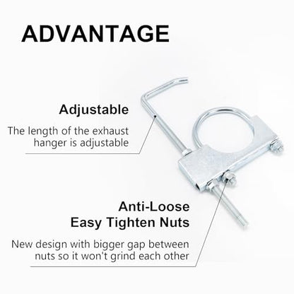 2.75" Universal Exhaust Clamp with Hanger, Heavy Duty Muffler Pipe Repair Bracket, 360° Adjustable Exhaust Hanger Insulator for Automotive Truck System, Zinc Plated (1 Pack) - style: 2.75in