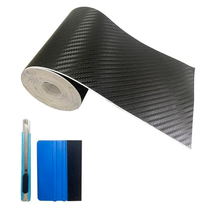 Carbon Fiber Vinyl Tape for Black Out Chrome Delete Window Trim with Tool Kit, Black Vinyl Wrap Tape Roll, Self-Adhesive Car Chrome Door Trim Delete Tape DIY Film (4 inches x 30 feet) - size: 4 inches x 30 feet