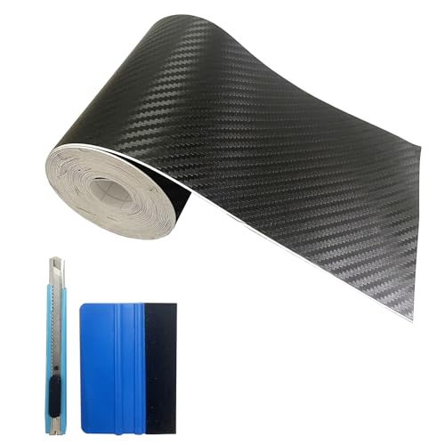 Carbon Fiber Vinyl Tape for Black Out Chrome Delete Window Trim with Tool Kit, Black Vinyl Wrap Tape Roll, Self-Adhesive Car Chrome Door Trim Delete Tape DIY Film (4 inches x 30 feet) - size: 4 inches x 30 feet