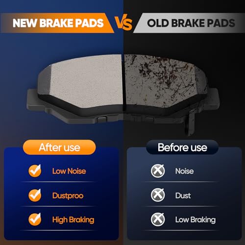 ECCPP 8pcs Front Rear Ceramic Disc Brake Pad Kit for For Honda For CR-V - size: Front D914-7795 + Rear D536-7418