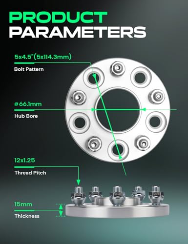 YHTAUTO 5x4.5 Hub Centric Wheel Spacers 15 mm for Nissan, Infiniti - color: Silver, size: 15mm ( 2 Pcs )