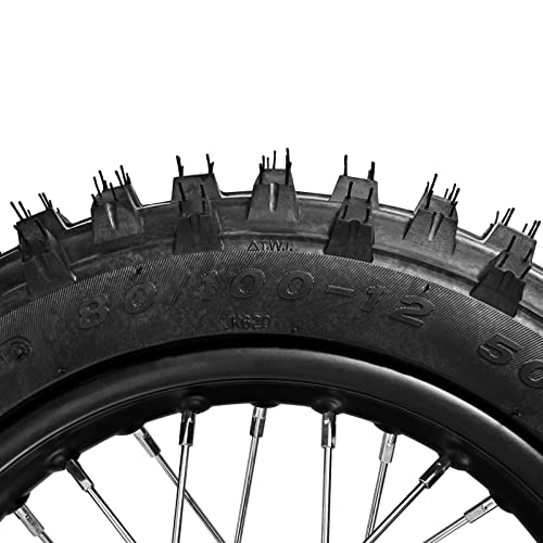 Trkimal 80/100-12 Rear Tire Disc Brake Wheel Rim With 15mm Bearing Set for Pit Pro Dirt Bike (80/100-12(15mm inner bearing)) - size: 80/100-12(15mm inner beraing)
