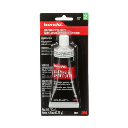 Bondo Glazing and Spot Putty, Fills Pinholes, Scratches, Minor Dings & Hairline Cracks, 4.5 oz, 1 Tube