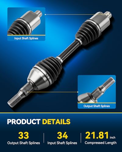 PHILTOP Front Left CV Axle for Chevrolet Impala 2000-2011, Buick LeSabre 2000-2005, Pontiac Grand Prix 1997-2008, Buick Century 2000-2005, Buick LaCrosse 2005-2009, 66-1255 CV Axle Shaft 1 PCS - size: 66-1255