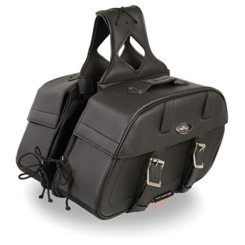 Milwaukee Leather PVC 2-Strap Throw-Over Easy Zip off and off Motorcycle Saddlebags - LG - color: SH611ZB-BLACK, size: Large