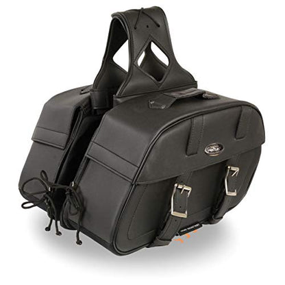 Milwaukee Leather PVC 2-Strap Throw-Over Easy Zip off and off Motorcycle Saddlebags - LG - color: SH611ZB-BLACK, size: Large
