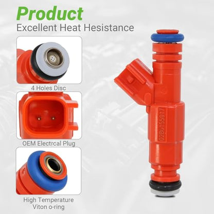 Fuel Injectors Set of 10 0280155917 Compatible with Ford F-250 F-350 F-450 F-550 Super Duty 2000-2004, Excursion 2000-2005, E-350 Econoline Club Wagon, E-350 Super Duty, E-450 Econoline Super Duty - size: 10p-0280155917