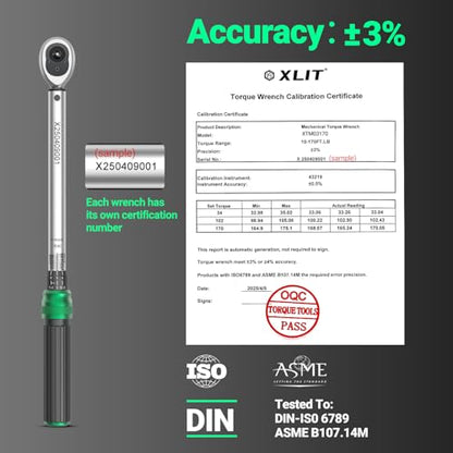 1/2" Drive Click Torque Wrench, 10-170 Ft-Lb/13-230 Nm - size: 1/2", 10-170 ft-lb