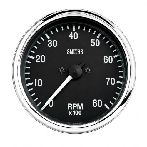 Tachometer RPM 85 MM Replacia Mechanical Tachometer 0–80 RPM 3-5/8 inch Clockwise Vintage Style Analog Dial – Part YC – for Classic Cars, Boats, Industrial Panels