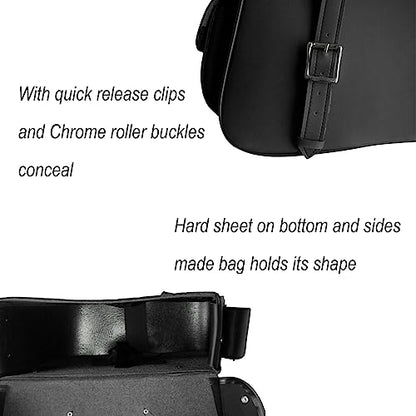GARGOYLE BELLS Motorcycle Saddle Bags Studded PVC Motorcycle Luggage Bag For Softails Sportsters and Choppers Waterproof Tool Bags(14" x 12" x 10.5", No Stud-Style 2, Black PVC) - size: 14" x 12" x 10.5", style: Style 3