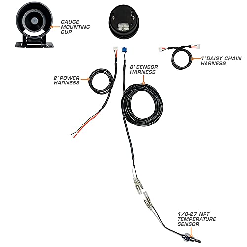 GlowShift Elite 10 Color 280F Oil Temperature Gauge Kit, 2-1/16" 52mm