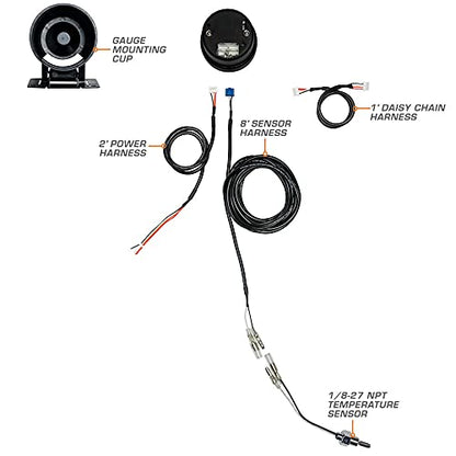 GlowShift Elite 10 Color 280F Oil Temperature Gauge Kit, 2-1/16" 52mm