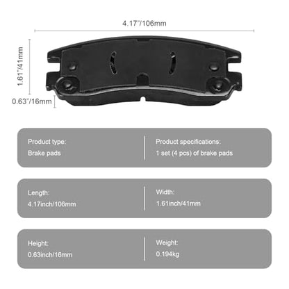 Ceramic Rear Brake Pads for Chevrolet Impala,Monte Carlo - size: D698
