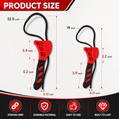 Adjustable Rubber Strap Wrench Set, 2-Pack Belt Wrench with 6 inch & 8 inch Handles for Oil Filters, Water Filters, Plumbing, Jar Lids, Sink Pipes, Faucets & PVC Unions