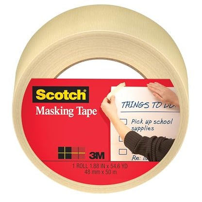 Scotch Home & Office Masking Tape, 2 Inch Wide, 1 Roll